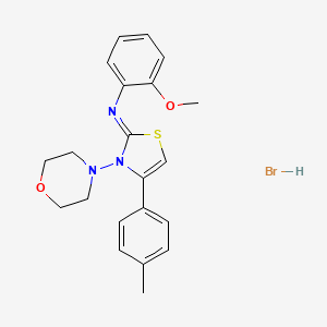 molecular formula C21H24BrN3O2S B2770086 (Z)-2-甲氧基-N-(3-吗啉-4-(对甲苯基)噻唑-2(3H)-基亚胺)苯胺盐酸盐 CAS No. 1180035-06-6