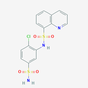 molecular formula C15H12ClN3O4S2 B277012 N-[5-(aminosulfonyl)-2-chlorophenyl]-8-quinolinesulfonamide 