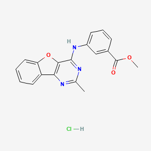 molecular formula C19H16ClN3O3 B2770121 Methyl 3-((2-methylbenzofuro[3,2-d]pyrimidin-4-yl)amino)benzoate hydrochloride CAS No. 1189431-05-7