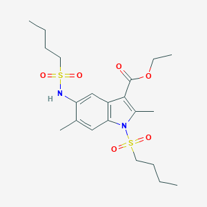 molecular formula C21H32N2O6S2 B277015 ethyl 1-(butylsulfonyl)-5-[(butylsulfonyl)amino]-2,6-dimethyl-1H-indole-3-carboxylate 