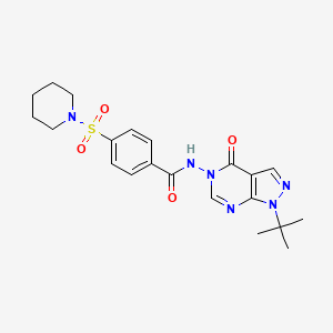 N-(1-(tert-butyl)-4-oxo-1H-pyrazolo[3,4-d]pyrimidin-5(4H)-yl)-4-(piperidin-1-ylsulfonyl)benzamide
