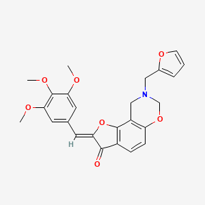 molecular formula C25H23NO7 B2770159 (Z)-8-(furan-2-ylmethyl)-2-(3,4,5-trimethoxybenzylidene)-8,9-dihydro-2H-benzofuro[7,6-e][1,3]oxazin-3(7H)-one CAS No. 951929-82-1