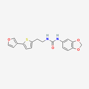 molecular formula C18H16N2O4S B2770161 1-(Benzo[d][1,3]dioxol-5-yl)-3-(2-(5-(furan-3-yl)thiophen-2-yl)ethyl)urea CAS No. 2034568-19-7