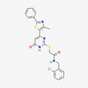 molecular formula C23H19ClN4O2S2 B2770165 6-chloro-2-(piperidin-1-ylcarbonyl)-4-[4-(trifluoromethyl)phenyl]-4H-1,4-benzothiazine 1,1-dioxide CAS No. 1116065-51-0