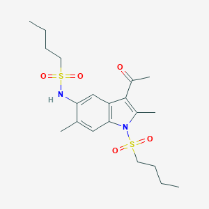 molecular formula C20H30N2O5S2 B277017 N-[3-acetyl-1-(butylsulfonyl)-2,6-dimethyl-1H-indol-5-yl]-1-butanesulfonamide 