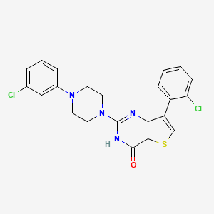 molecular formula C22H18Cl2N4OS B2770173 7-(2-氯苯基)-2-[4-(3-氯苯基)哌嗪-1-基]噻吩并[3,2-d]嘧啶-4(3H)-酮 CAS No. 1242866-96-1