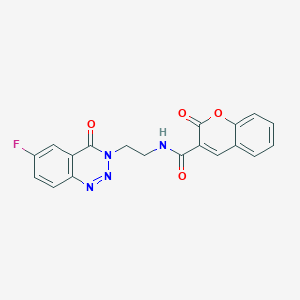 molecular formula C19H13FN4O4 B2770174 N-(2-(6-fluoro-4-oxobenzo[d][1,2,3]triazin-3(4H)-yl)ethyl)-2-oxo-2H-chromene-3-carboxamide CAS No. 1903165-11-6