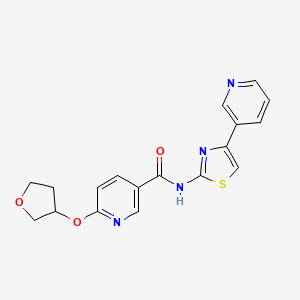 molecular formula C18H16N4O3S B2770177 N-(4-(pyridin-3-yl)thiazol-2-yl)-6-((tetrahydrofuran-3-yl)oxy)nicotinamide CAS No. 2034560-32-0