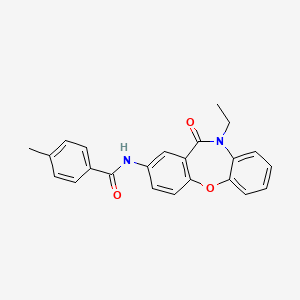 molecular formula C23H20N2O3 B2770186 N-(10-乙基-11-氧代-10,11-二氢二苯并[b,f][1,4]噁唑-2-基)-4-甲基苯甲酰胺 CAS No. 922082-22-2