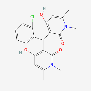 molecular formula C21H21ClN2O4 B2770203 3,3'-((2-chlorophenyl)methylene)bis(4-hydroxy-1,6-dimethylpyridin-2(1H)-one) CAS No. 873570-97-9