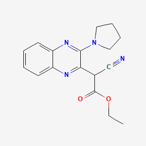 molecular formula C17H18N4O2 B2770212 Ethyl cyano[3-(pyrrolidin-1-yl)quinoxalin-2-yl]acetate CAS No. 881471-90-5