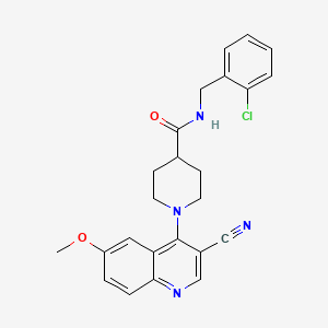 molecular formula C24H23ClN4O2 B2770217 N-(2-chlorobenzyl)-1-(3-cyano-6-methoxyquinolin-4-yl)piperidine-4-carboxamide CAS No. 1207021-14-4