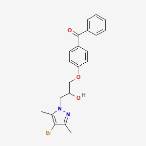 molecular formula C21H21BrN2O3 B2770222 (4-(3-(4-bromo-3,5-dimethyl-1H-pyrazol-1-yl)-2-hydroxypropoxy)phenyl)(phenyl)methanone CAS No. 890602-30-9
