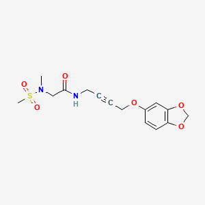 molecular formula C15H18N2O6S B2770227 N-(4-(benzo[d][1,3]dioxol-5-yloxy)but-2-yn-1-yl)-2-(N-methylmethylsulfonamido)acetamide CAS No. 1448034-71-6
