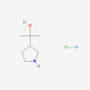 molecular formula C7H16ClNO B2770235 2-(Pyrrolidin-3-yl)propan-2-ol hydrochloride CAS No. 1273577-45-9; 1357923-37-5