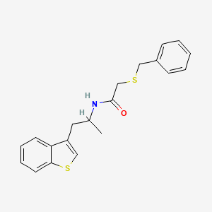 molecular formula C20H21NOS2 B2770236 N-(1-(benzo[b]thiophen-3-yl)propan-2-yl)-2-(benzylthio)acetamide CAS No. 2034566-97-5