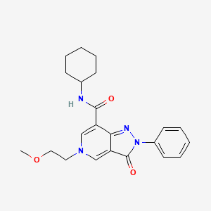 molecular formula C22H26N4O3 B2770260 N-cyclohexyl-5-(2-methoxyethyl)-3-oxo-2-phenyl-3,5-dihydro-2H-pyrazolo[4,3-c]pyridine-7-carboxamide CAS No. 923233-95-8