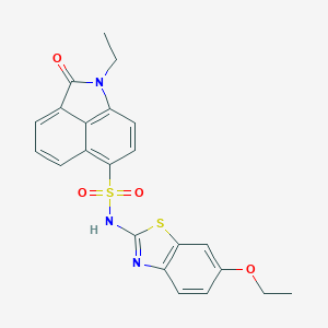 molecular formula C22H19N3O4S2 B277030 N-(6-ethoxy-1,3-benzothiazol-2-yl)-1-ethyl-2-oxo-1,2-dihydrobenzo[cd]indole-6-sulfonamide 