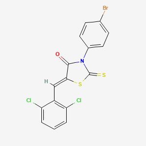 molecular formula C16H8BrCl2NOS2 B2770309 (5Z)-3-(4-bromophenyl)-5-[(2,6-dichlorophenyl)methylidene]-2-sulfanylidene-1,3-thiazolidin-4-one CAS No. 300377-71-3