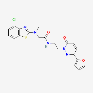 molecular formula C20H18ClN5O3S B2770356 2-((4-氯苯并[d]噻唑-2-基)(甲基)氨基)-N-(2-(3-(呋喃-2-基)-6-氧代吡啶-1(6H)-基)乙基)乙酰胺 CAS No. 1396801-85-6