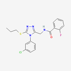 molecular formula C19H18ClFN4OS B2770384 N-((4-(3-chlorophenyl)-5-(propylthio)-4H-1,2,4-triazol-3-yl)methyl)-2-fluorobenzamide CAS No. 391898-27-4