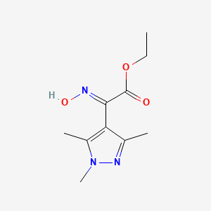 molecular formula C10H15N3O3 B2770393 ethyl (2E)-2-hydroxyimino-2-(1,3,5-trimethylpyrazol-4-yl)acetate CAS No. 1006494-91-2
