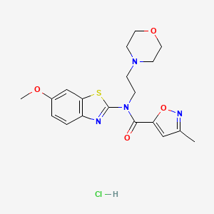 molecular formula C19H23ClN4O4S B2770424 N-(6-methoxybenzo[d]thiazol-2-yl)-3-methyl-N-(2-morpholinoethyl)isoxazole-5-carboxamide hydrochloride CAS No. 1189735-37-2