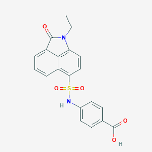 molecular formula C20H16N2O5S B277046 4-{[(1-Ethyl-2-oxo-1,2-dihydrobenzo[cd]indol-6-yl)sulfonyl]amino}benzoic acid 