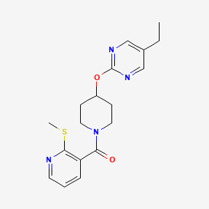 molecular formula C18H22N4O2S B2770462 [4-(5-Ethylpyrimidin-2-yl)oxypiperidin-1-yl]-(2-methylsulfanylpyridin-3-yl)methanone CAS No. 2380175-50-6