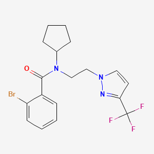 molecular formula C18H19BrF3N3O B2770468 2-bromo-N-cyclopentyl-N-(2-(3-(trifluoromethyl)-1H-pyrazol-1-yl)ethyl)benzamide CAS No. 2034555-17-2