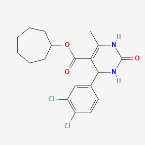 molecular formula C19H22Cl2N2O3 B2770476 Cycloheptyl 4-(3,4-dichlorophenyl)-6-methyl-2-oxo-1,2,3,4-tetrahydropyrimidine-5-carboxylate CAS No. 295344-39-7