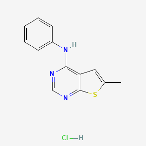 molecular formula C13H12ClN3S B2770493 6-methyl-N-phenylthieno[2,3-d]pyrimidin-4-amine hydrochloride CAS No. 1049721-16-5