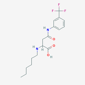 molecular formula C17H23F3N2O3 B2770497 2-(己基氨基)-4-氧代-4-[3-(三氟甲基)苯基氨基]丁酸 CAS No. 1025773-21-0