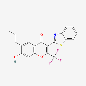 molecular formula C20H14F3NO3S B2770499 3-(1,3-苯并噻唑-2-基)-7-羟基-6-丙基-2-(三氟甲基)-4H-香豆素-4-酮 CAS No. 136506-91-7