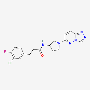 molecular formula C18H18ClFN6O B2770504 N-(1-([1,2,4]三唑并[4,3-b]吡啶-6-基)吡咯啉-3-基)-3-(3-氯-4-氟苯基)丙酰胺 CAS No. 2034230-42-5
