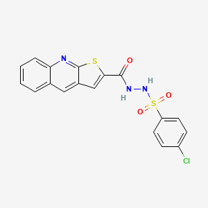 molecular formula C18H12ClN3O3S2 B2770509 4-chloro-N'-(thieno[2,3-b]quinolin-2-ylcarbonyl)benzenesulfonohydrazide CAS No. 478079-56-0