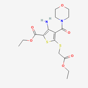 molecular formula C16H22N2O6S2 B2770519 乙酸-3-氨基-5-[(2-乙氧基-2-氧代乙基)硫代基]-4-(吗啉-4-基甲酰)噻吩-2-甲酸乙酯 CAS No. 892289-47-3