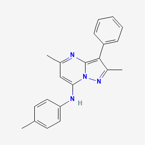 molecular formula C21H20N4 B2770531 2,5-二甲基-N-(4-甲基苯基)-3-苯基吡唑并[1,5-a]嘧啶-7-胺 CAS No. 850802-68-5
