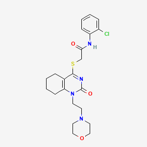 molecular formula C22H27ClN4O3S B2770550 N-(2-氯苯基)-2-((1-(2-吗啉基乙基)-2-氧代-1,2,5,6,7,8-六氢喹唑啉-4-基)硫)乙酰胺 CAS No. 898461-19-3