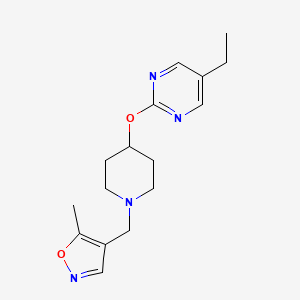 molecular formula C16H22N4O2 B2770557 5-Ethyl-2-({1-[(5-methyl-1,2-oxazol-4-yl)methyl]piperidin-4-yl}oxy)pyrimidine CAS No. 2380078-05-5