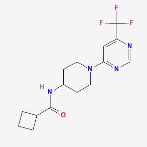 B2770582 N-(1-(6-(trifluoromethyl)pyrimidin-4-yl)piperidin-4-yl)cyclobutanecarboxamide CAS No. 2034330-59-9