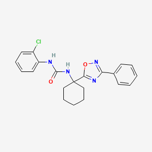 molecular formula C21H21ClN4O2 B2770583 1-(2-Chlorophenyl)-3-[1-(3-phenyl-1,2,4-oxadiazol-5-yl)cyclohexyl]urea CAS No. 1396860-25-5