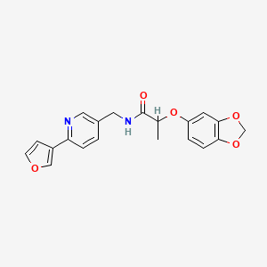 molecular formula C20H18N2O5 B2770585 2-(苯并[d][1,3]二噁英-5-氧基)-N-((6-(呋喃-3-基)吡啶-3-基甲基)丙酰胺 CAS No. 2034382-94-8