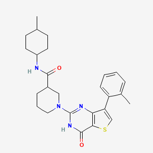 molecular formula C26H32N4O2S B2770586 N-(4-甲基环己基)-1-[7-(2-甲基苯基)-4-氧代-3,4-二氢噻吩[3,2-d]嘧啶-2-基]哌啶-3-羧酰胺 CAS No. 1242886-47-0