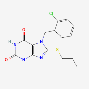 B2770587 7-[(2-Chlorophenyl)methyl]-3-methyl-8-propylsulfanylpurine-2,6-dione CAS No. 316360-52-8