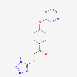 molecular formula C13H17N7O2S B2770592 2-((1-甲基-1H-四唑-5-基)硫代)-1-(4-(嘧啶-2-氧基)哌啶-1-基)乙酮 CAS No. 1421474-90-9