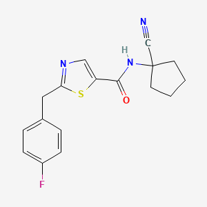 molecular formula C17H16FN3OS B2770596 N-(1-cyanocyclopentyl)-2-[(4-fluorophenyl)methyl]-1,3-thiazole-5-carboxamide CAS No. 1311760-06-1