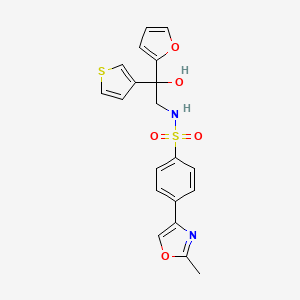 molecular formula C20H18N2O5S2 B2770599 N-(2-(furan-2-yl)-2-hydroxy-2-(thiophen-3-yl)ethyl)-4-(2-methyloxazol-4-yl)benzenesulfonamide CAS No. 2034332-35-7