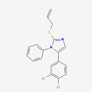 molecular formula C18H14Cl2N2S B2770601 2-(allylthio)-5-(3,4-dichlorophenyl)-1-phenyl-1H-imidazole CAS No. 1207020-19-6