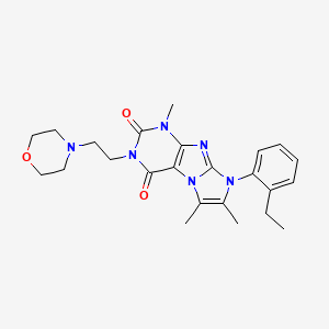 molecular formula C24H30N6O3 B2770603 8-(2-ethylphenyl)-1,6,7-trimethyl-3-(2-morpholinoethyl)-1H-imidazo[2,1-f]purine-2,4(3H,8H)-dione CAS No. 887215-17-0